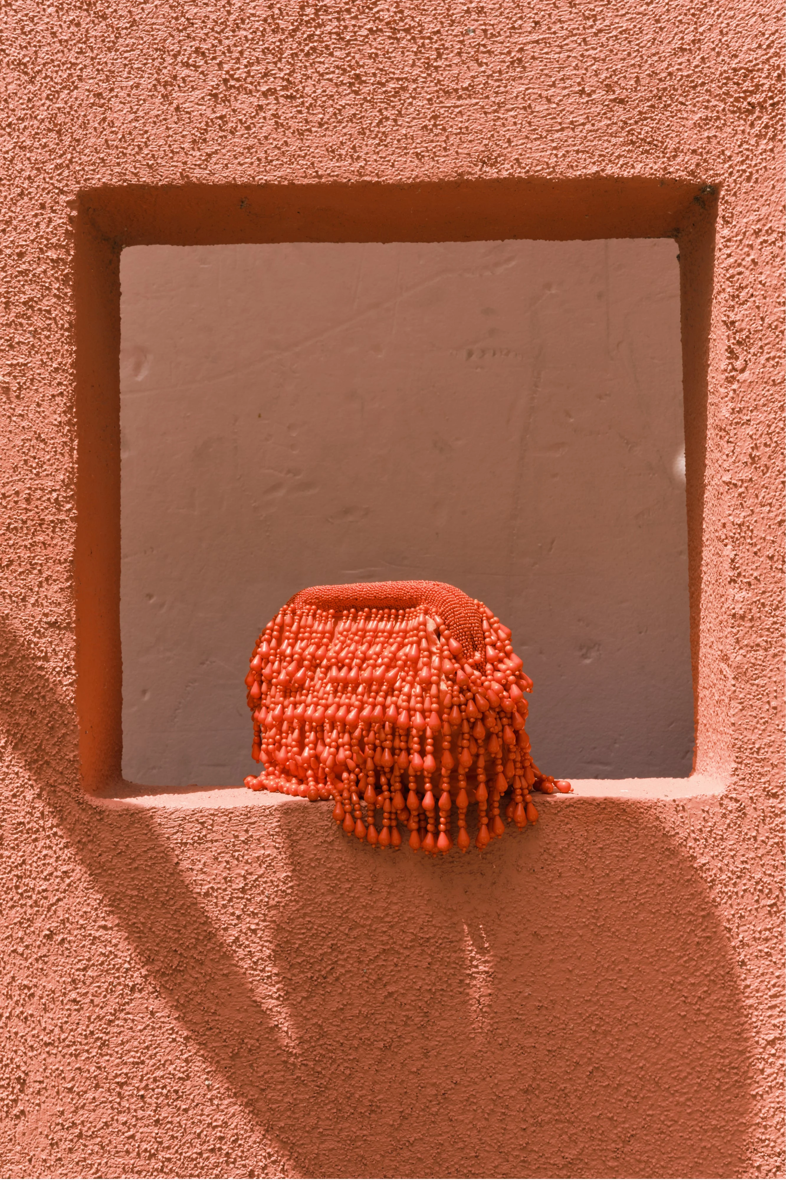 Beaded Drop Clutch In Orange - 1