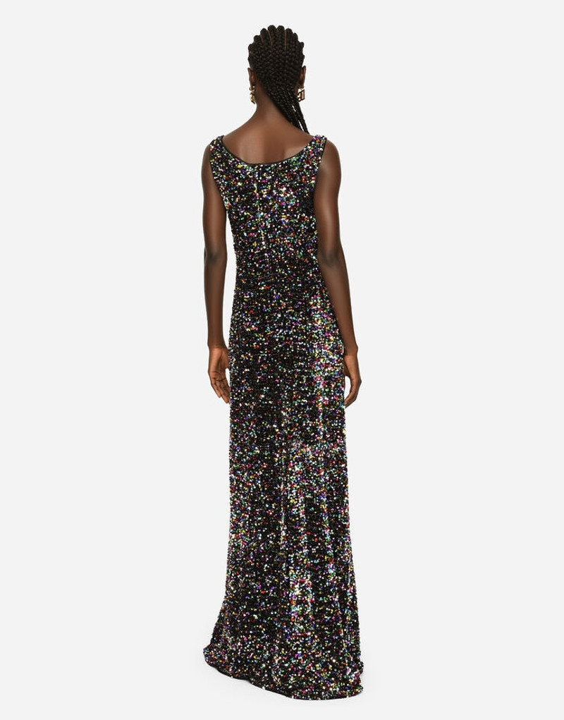 Long multi-colored sequined dress 3