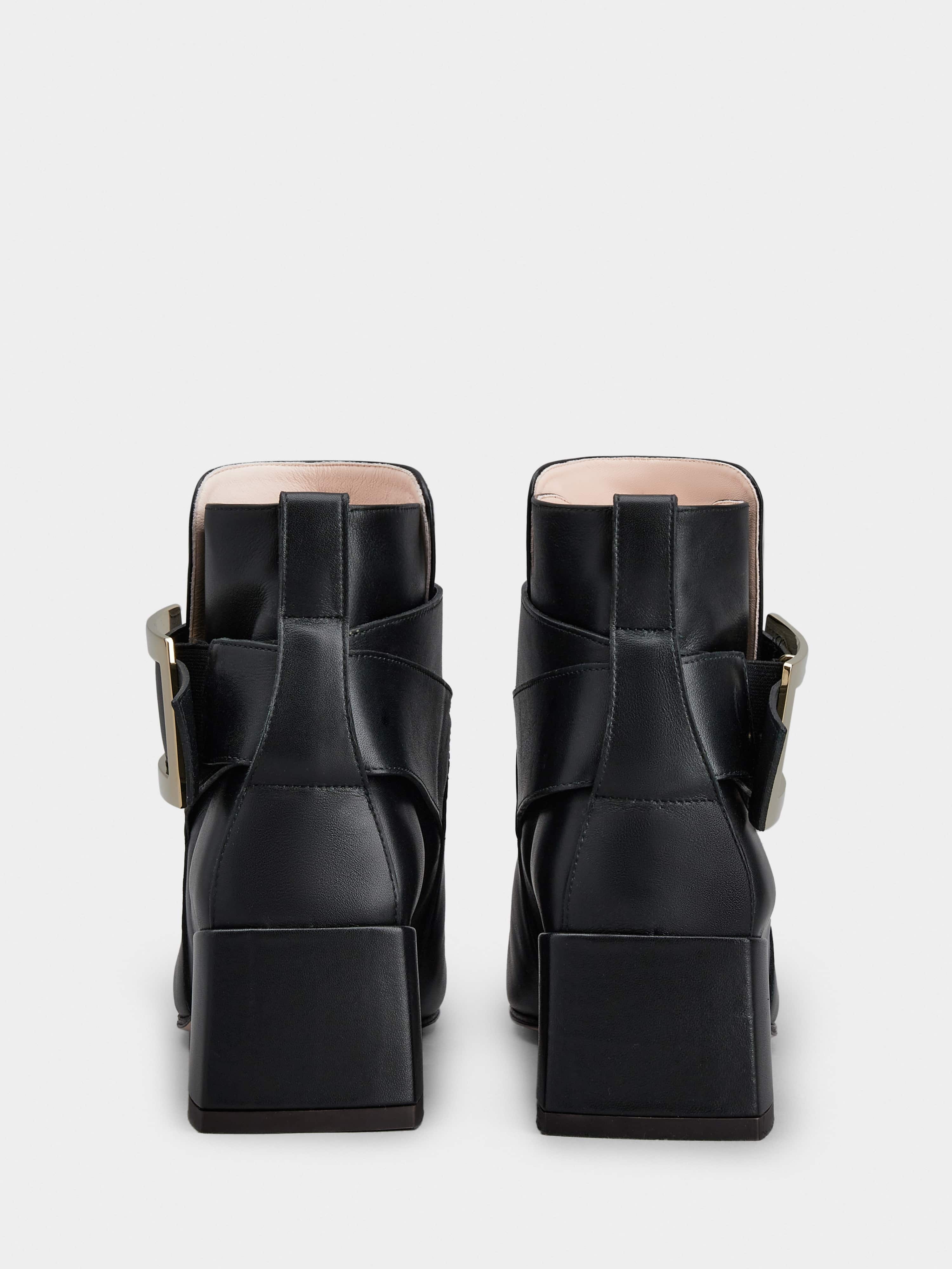 So Vivier Metal Buckle Ankle Boots in Leather - 5