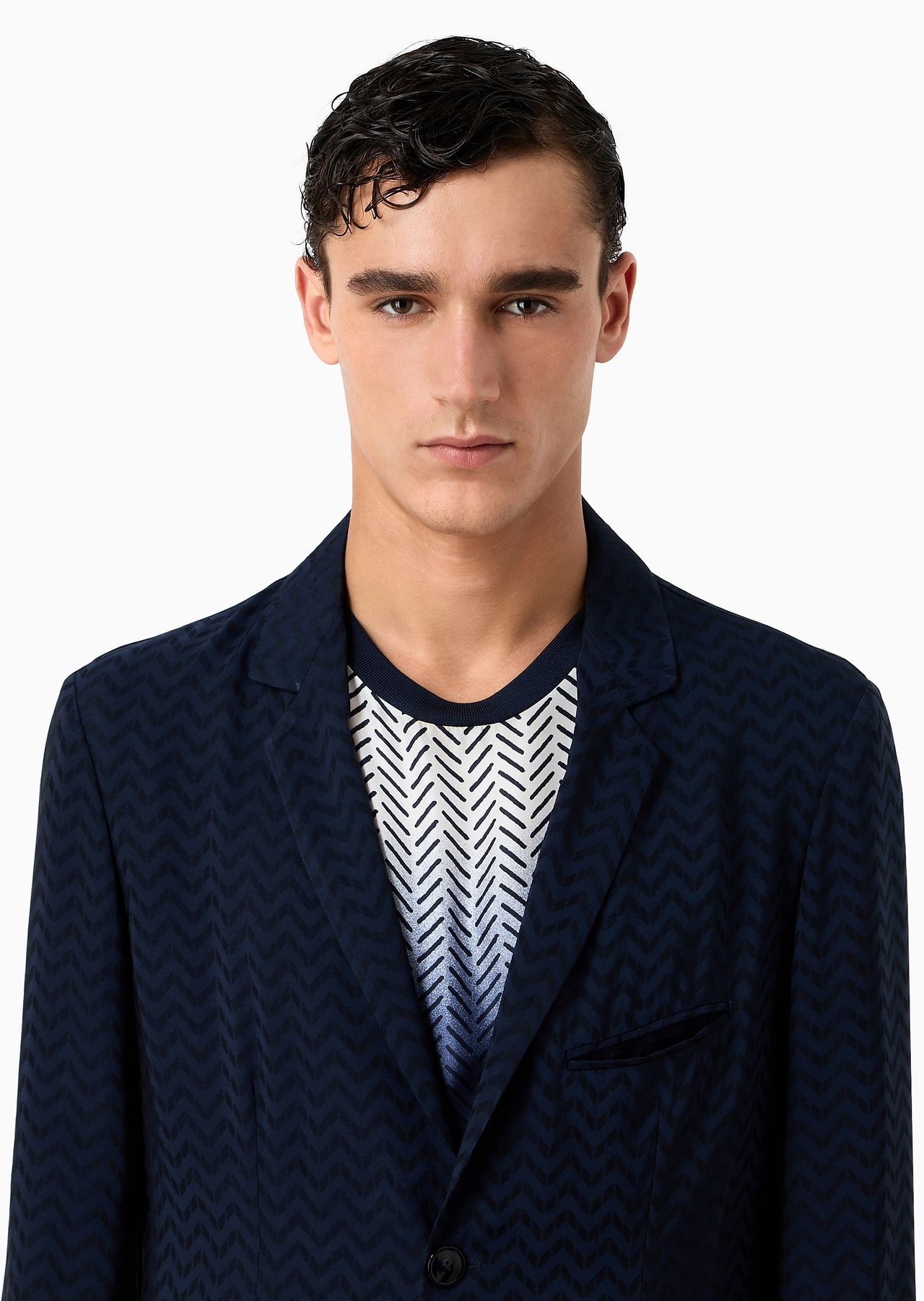 ASV jacquard viscose and cupro single-breasted jacket - 5