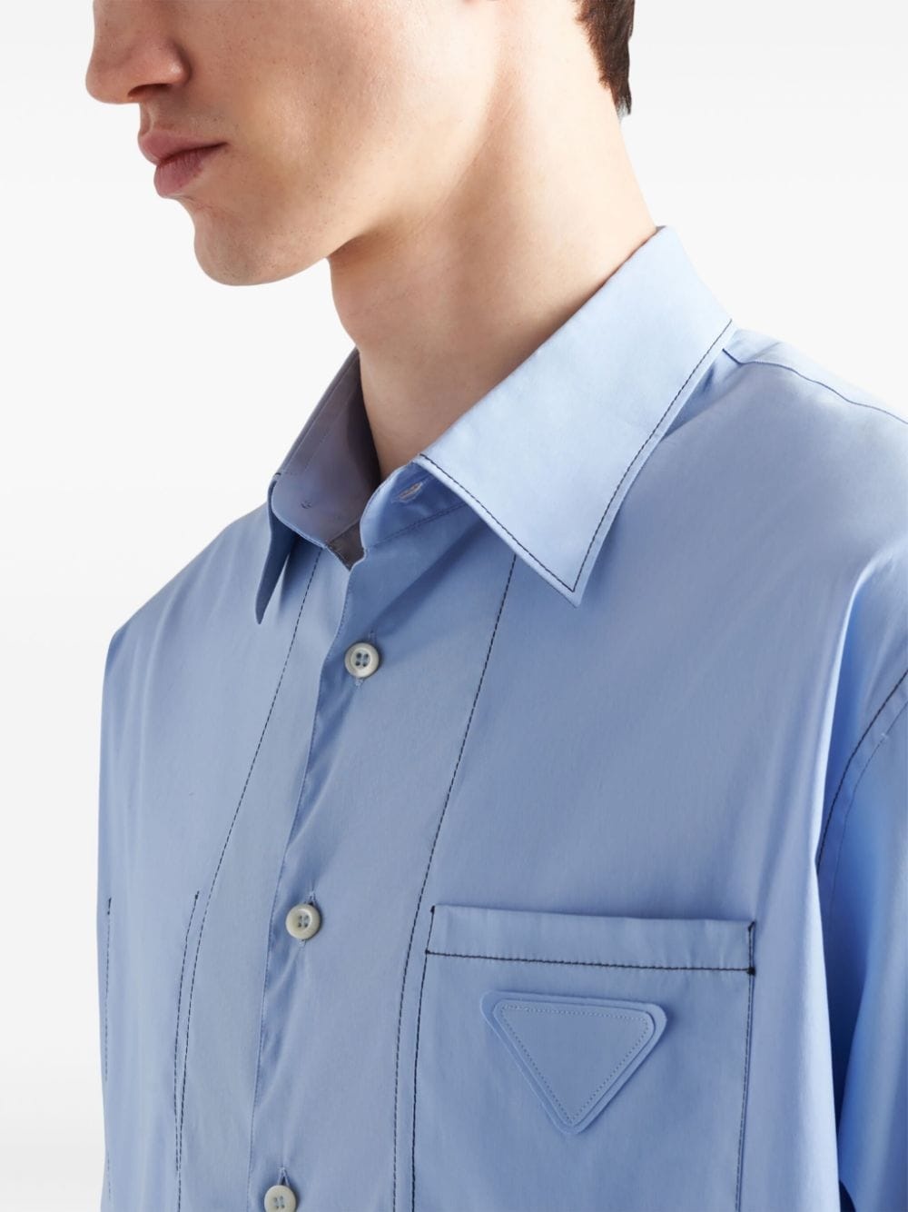 triangle-logo cotton shirt - 5