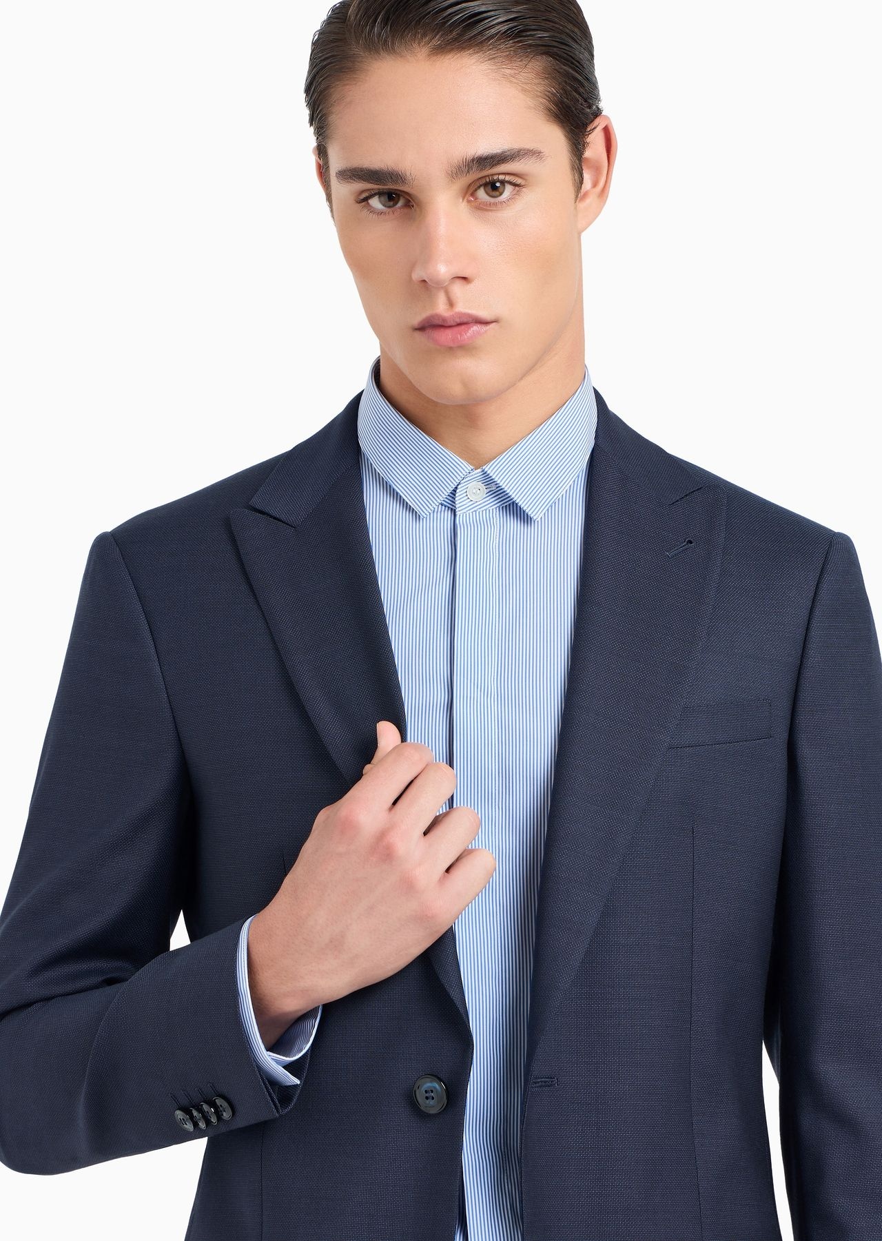 Soho Line single-breasted suit in pinpoint-effect virgin wool - 5