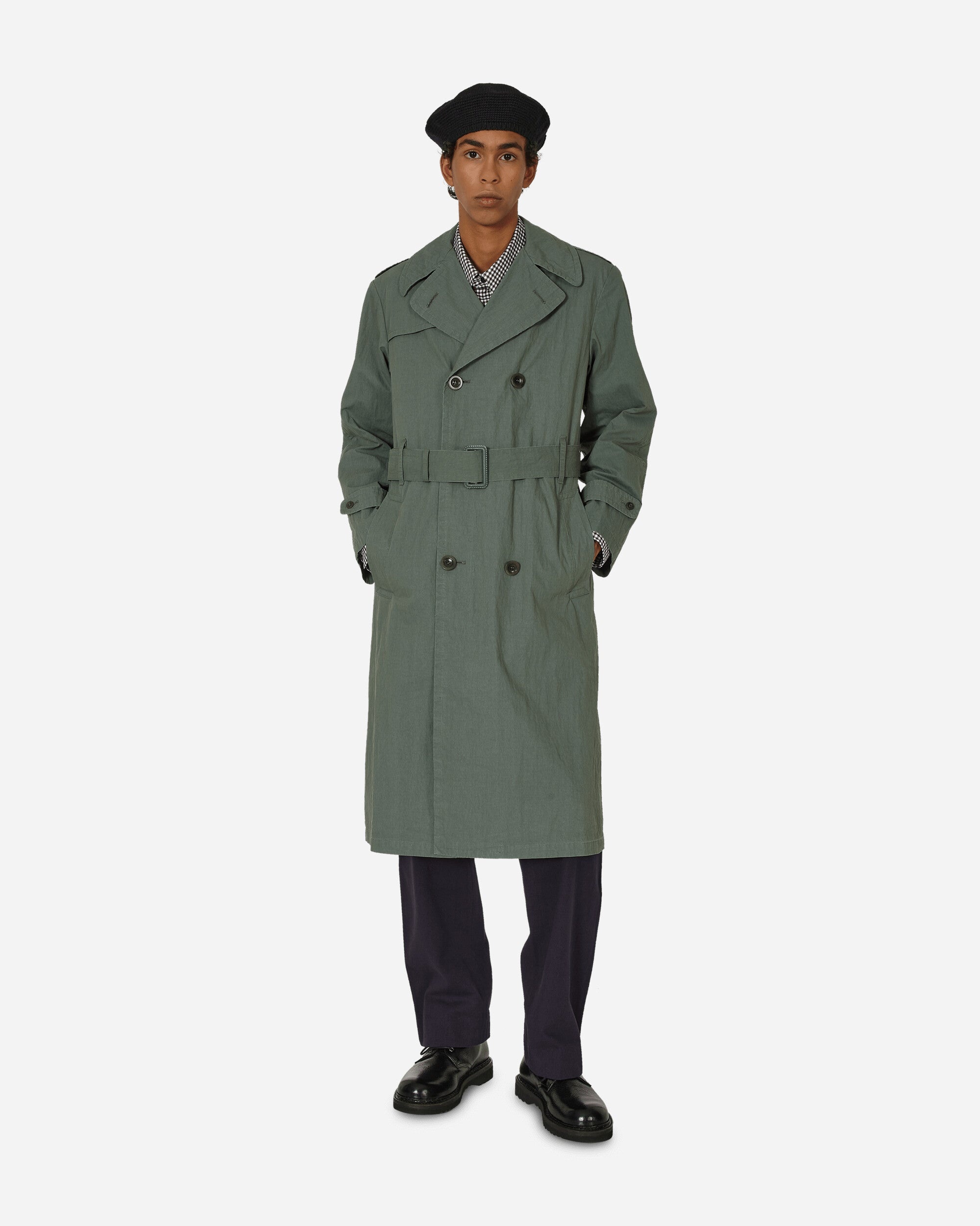 Double-Breasted Trench Coat Sage - 4