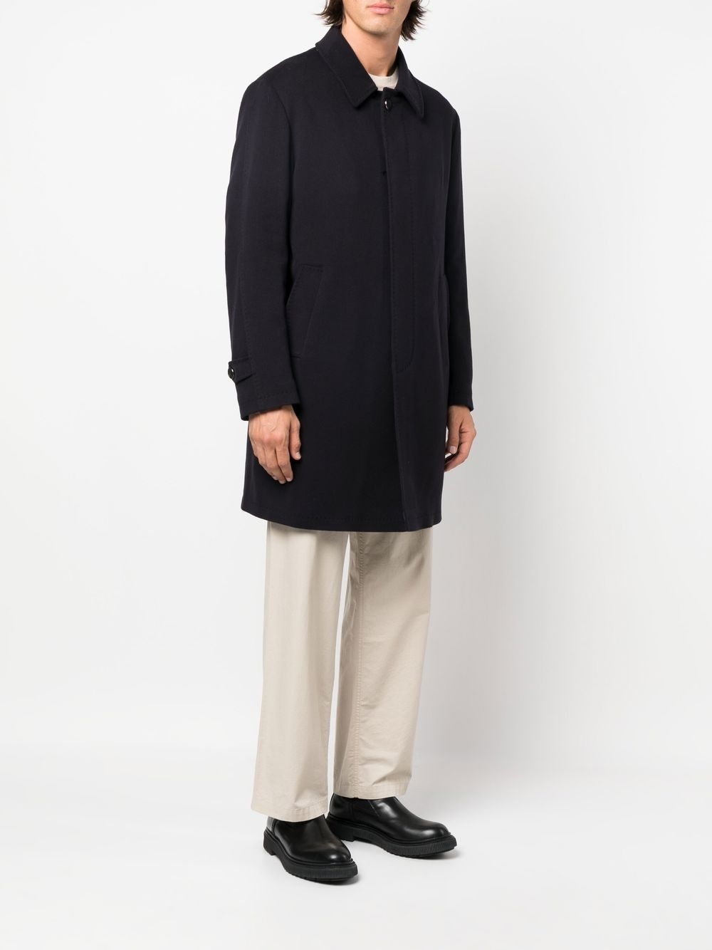 single-breasted button-fastening coat - 3