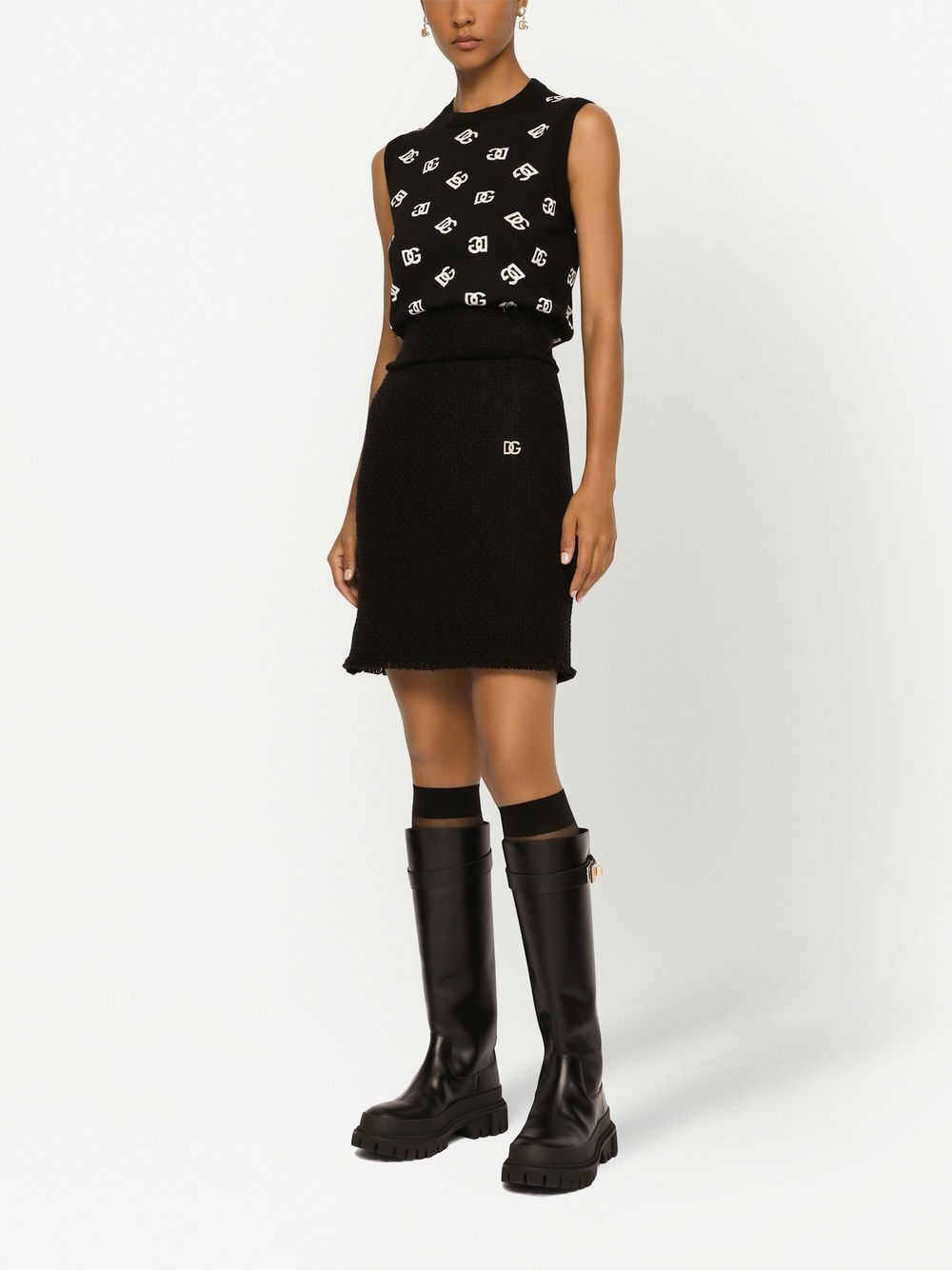 intarsia-logo knitted vest top - 3