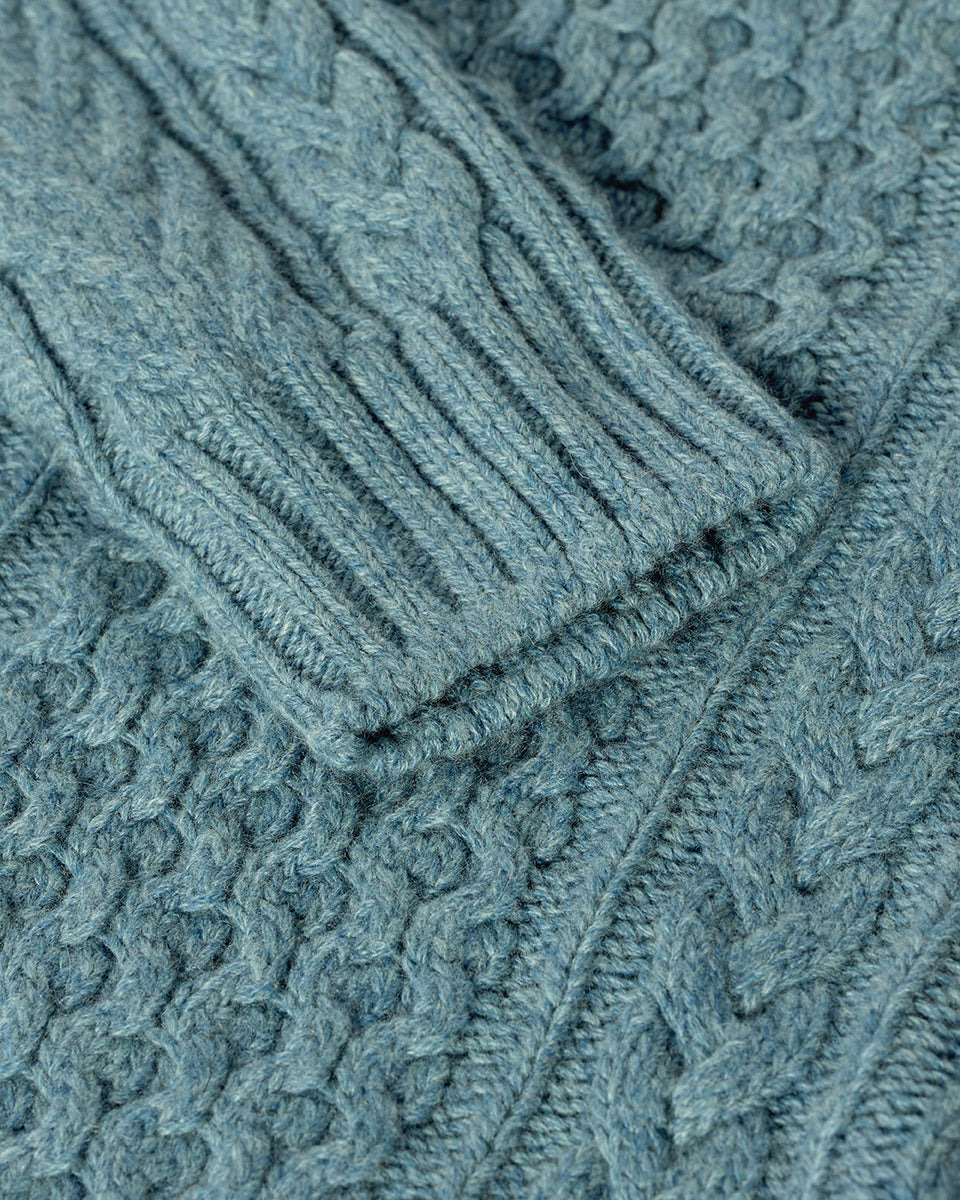 Aran Cable Green Cashmere Jumper - 6