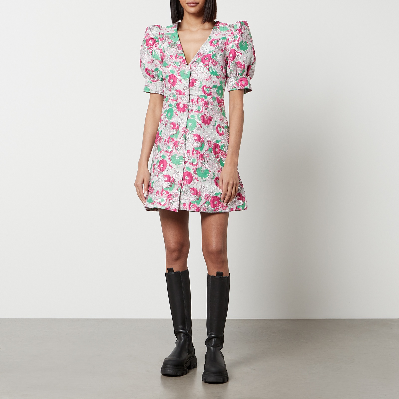 【関税&送料込】Ganni Floral Jacquard Mini Dress GANNI Floral-jacquard mini dress | THE OUTNET