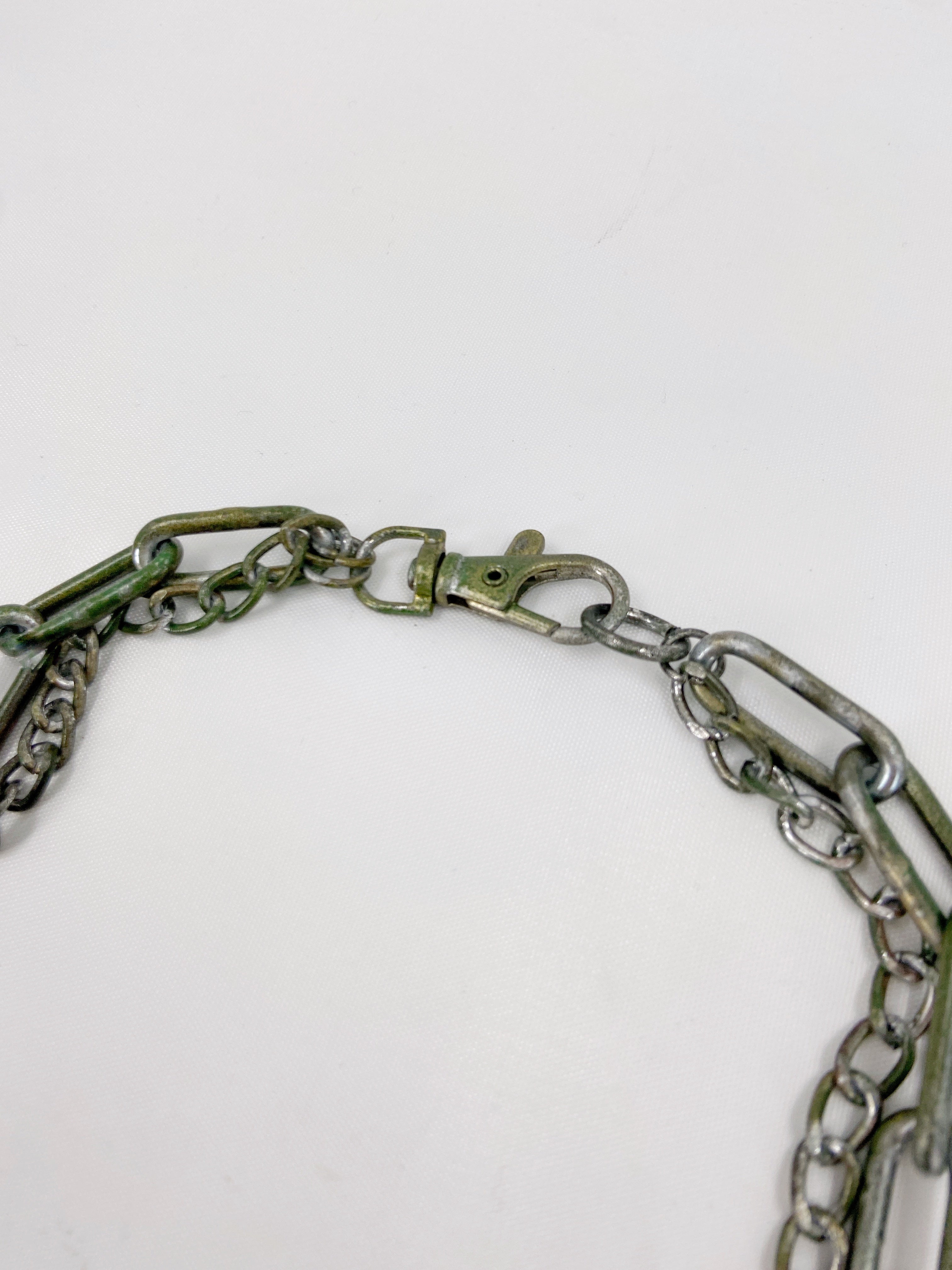 Jean Paul Gaultier 90s Sample Skull Lock Key Cross Double Chain Necklace - 11