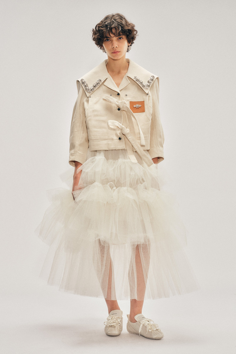 Embellished Cropped Sailor Collar Workwear Bow Jacket 1