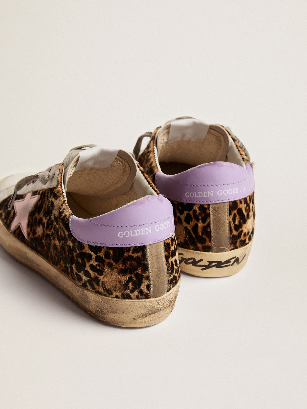 Super-Star LTD sneakers in leopard-print pony skin with salmon-colored laminated leather star and pu - 5