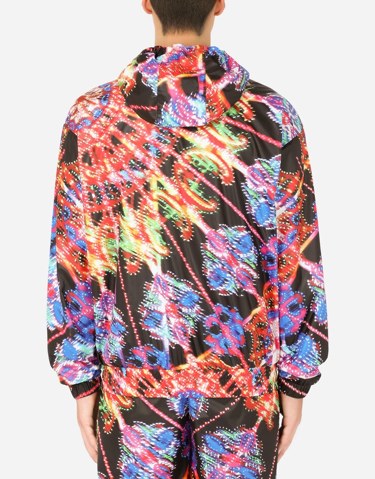 Illumination-print nylon jacket with hood - 2