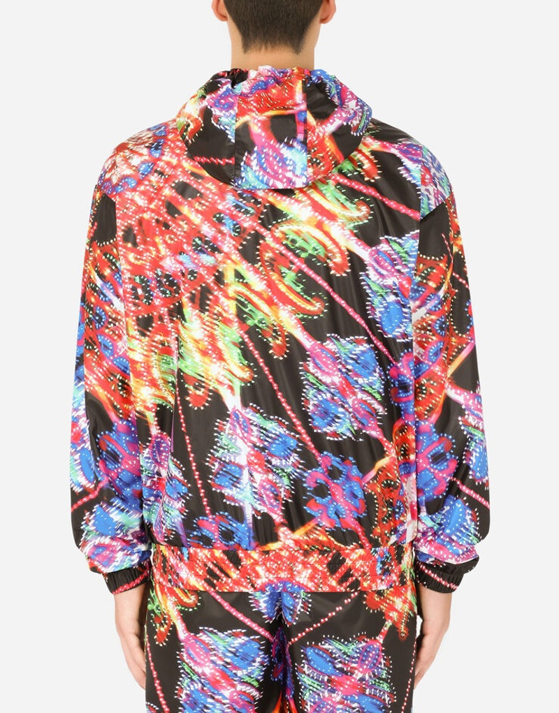 Illumination-print nylon jacket with hood 3