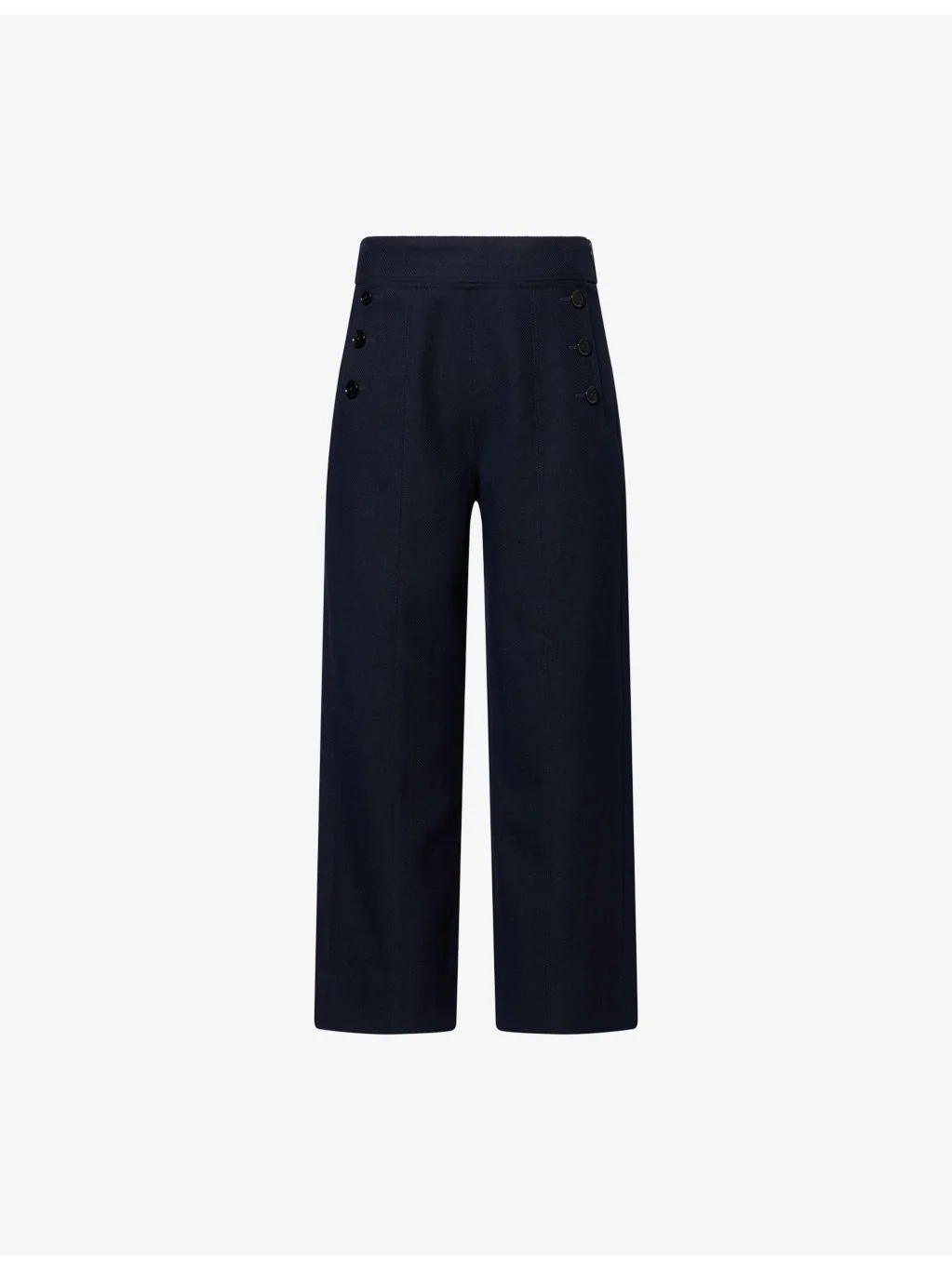 Button-Front Straight-Leg Cropped Woven Trousers - 1