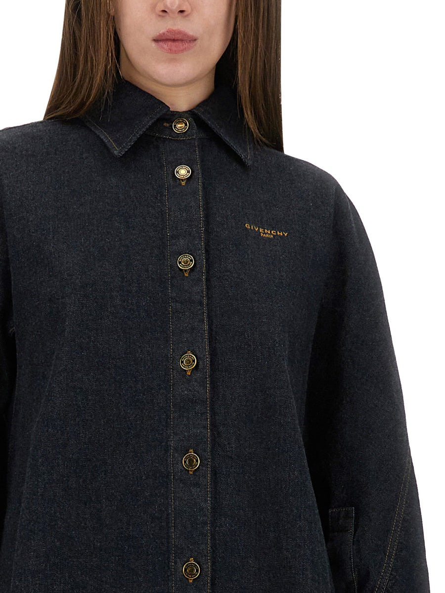 Denim Shirt With Embroidery - 4