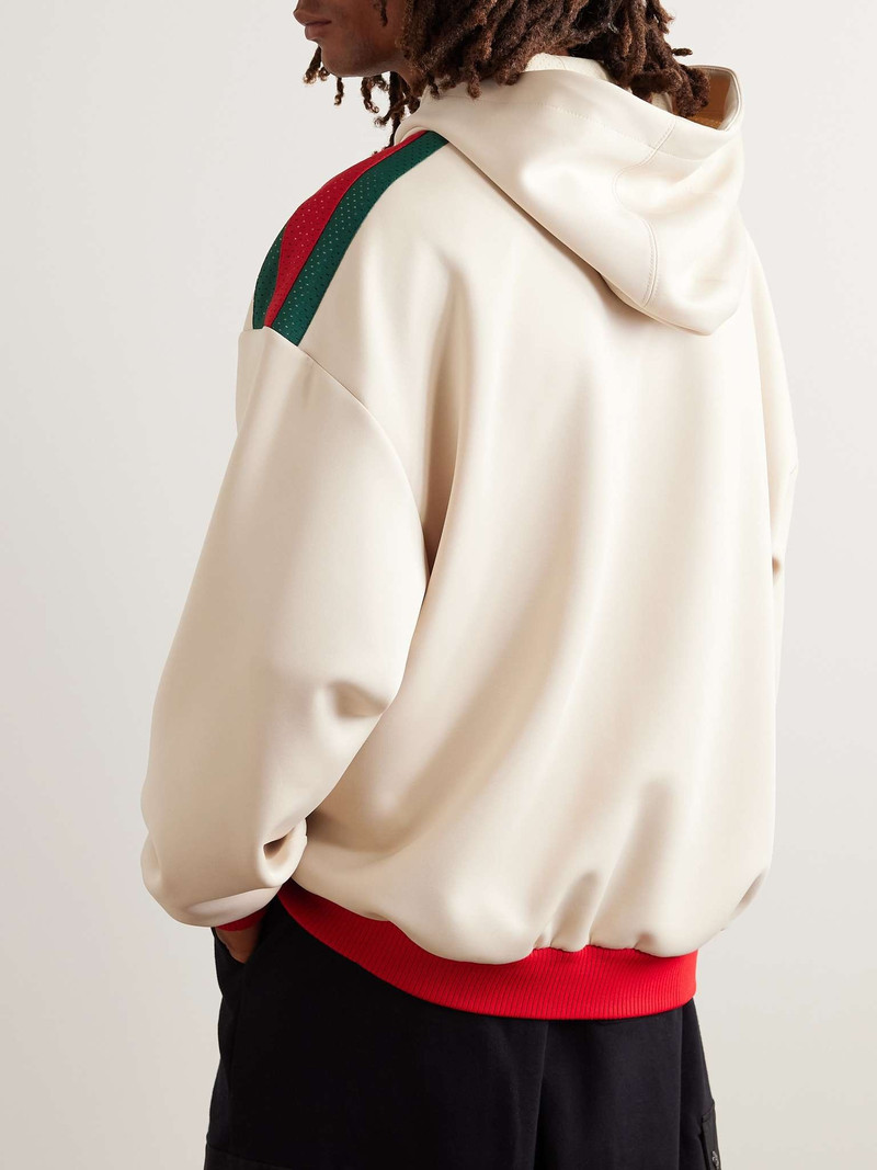 Logo-Appliquéd Mesh-Trimmed Jersey Hoodie 3
