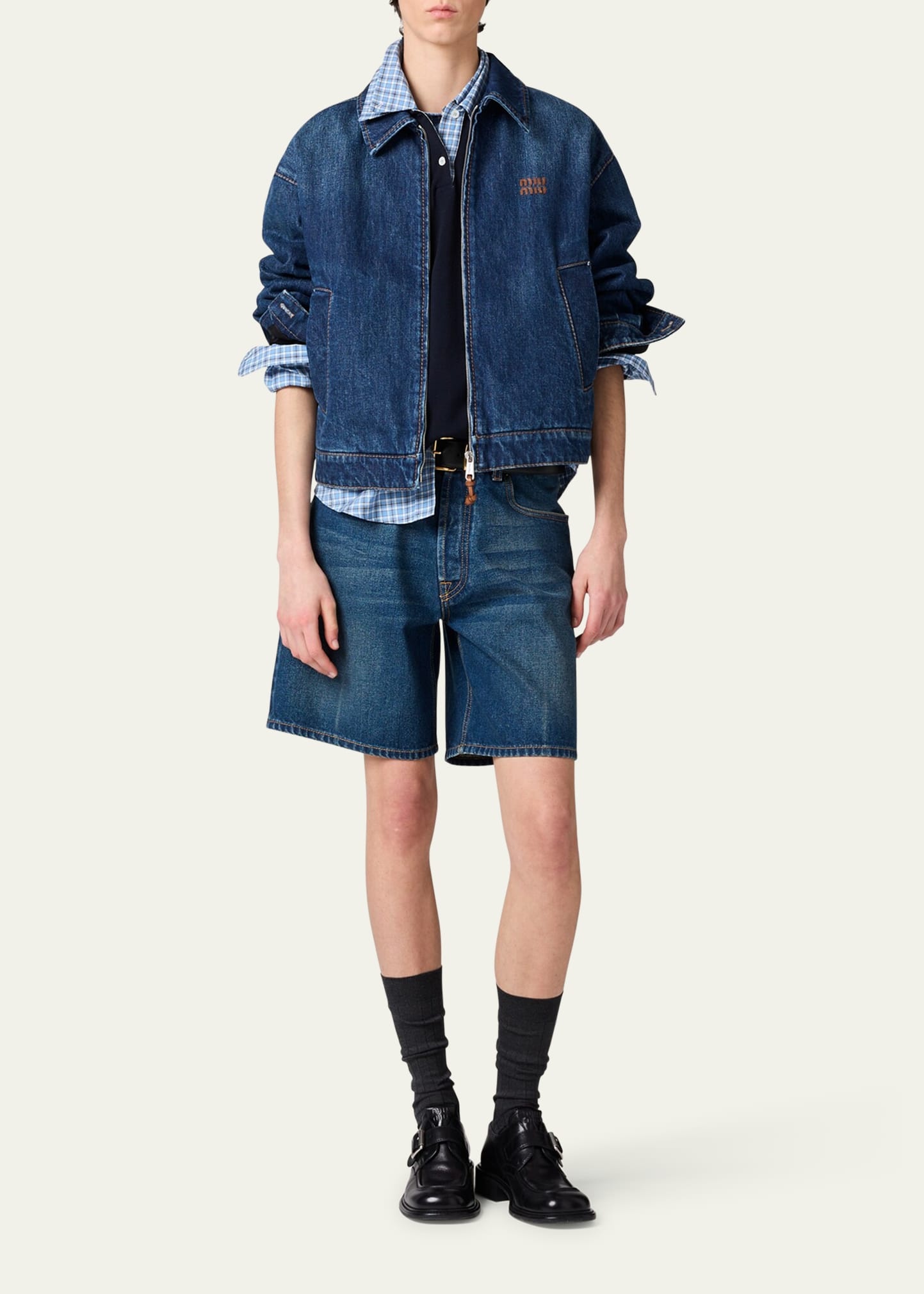 Oversized Zip-Up Denim Jacket - 2