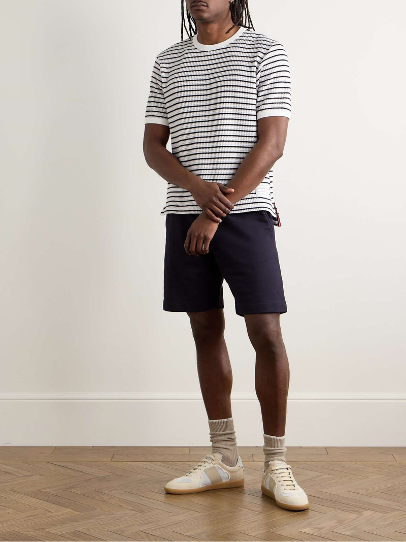 Thom Browne Logo-Appliqued Striped Waffle-Knitted Cotton T-Shirt outlook