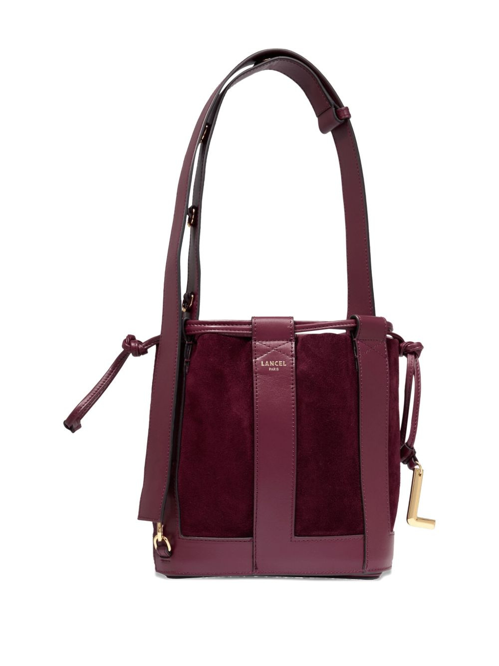 Elles leather-trimmed suede bucket bag - 2