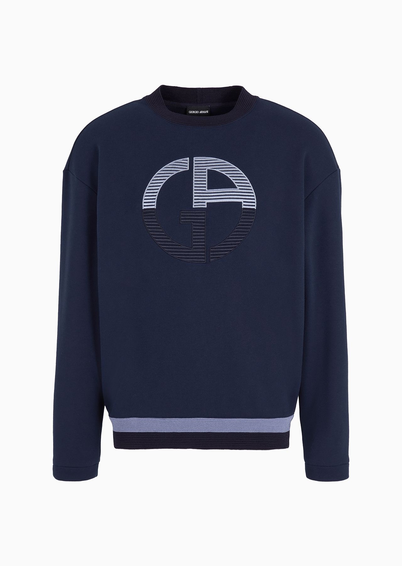 Cotton and cashmere crew-neck sweatshirt with oversized logo - 1