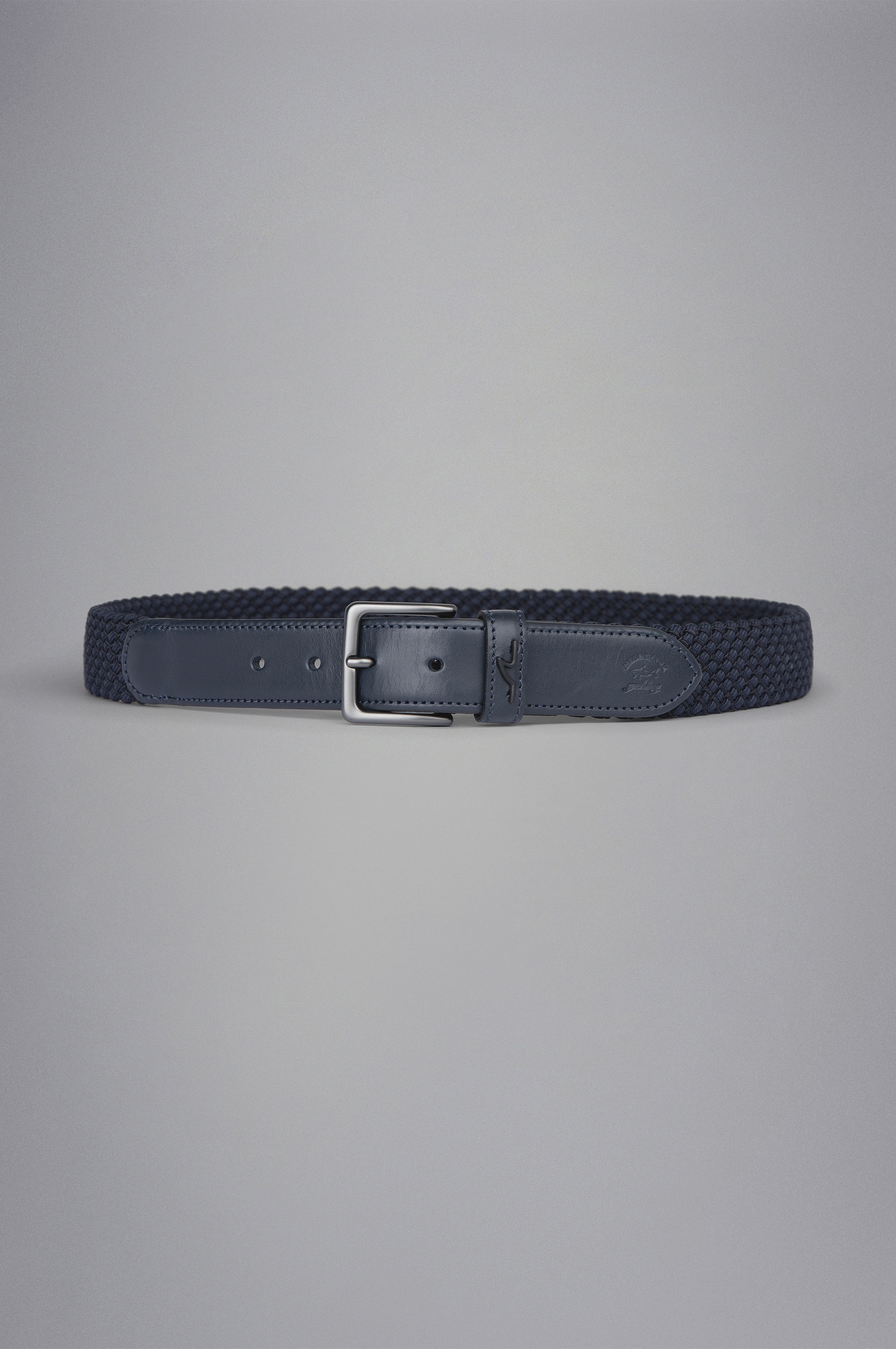 LEATHER TRIMMED WOVEN ELASTIC BELT - 1