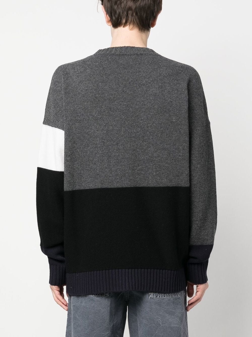 logo-jacquard colour-block jumper - 6