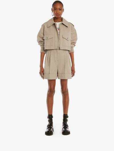 Alexander McQueen Cotton Panama Double Pleat Shorts in Stone outlook