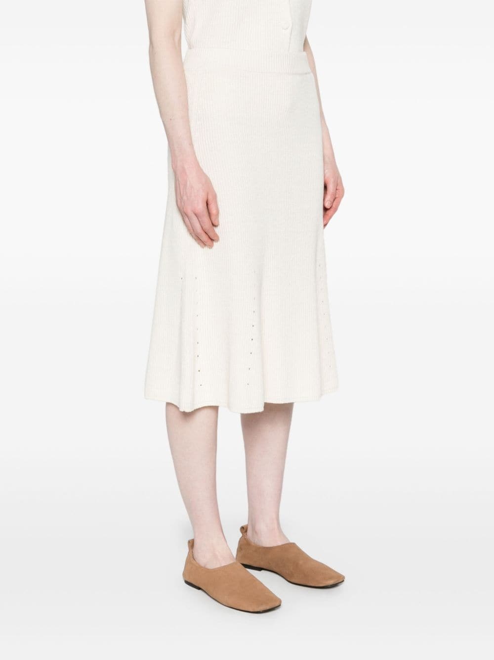 ribbed linen-blend skirt - 3
