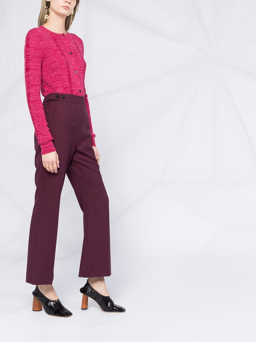 high-waisted flared trousers - 6