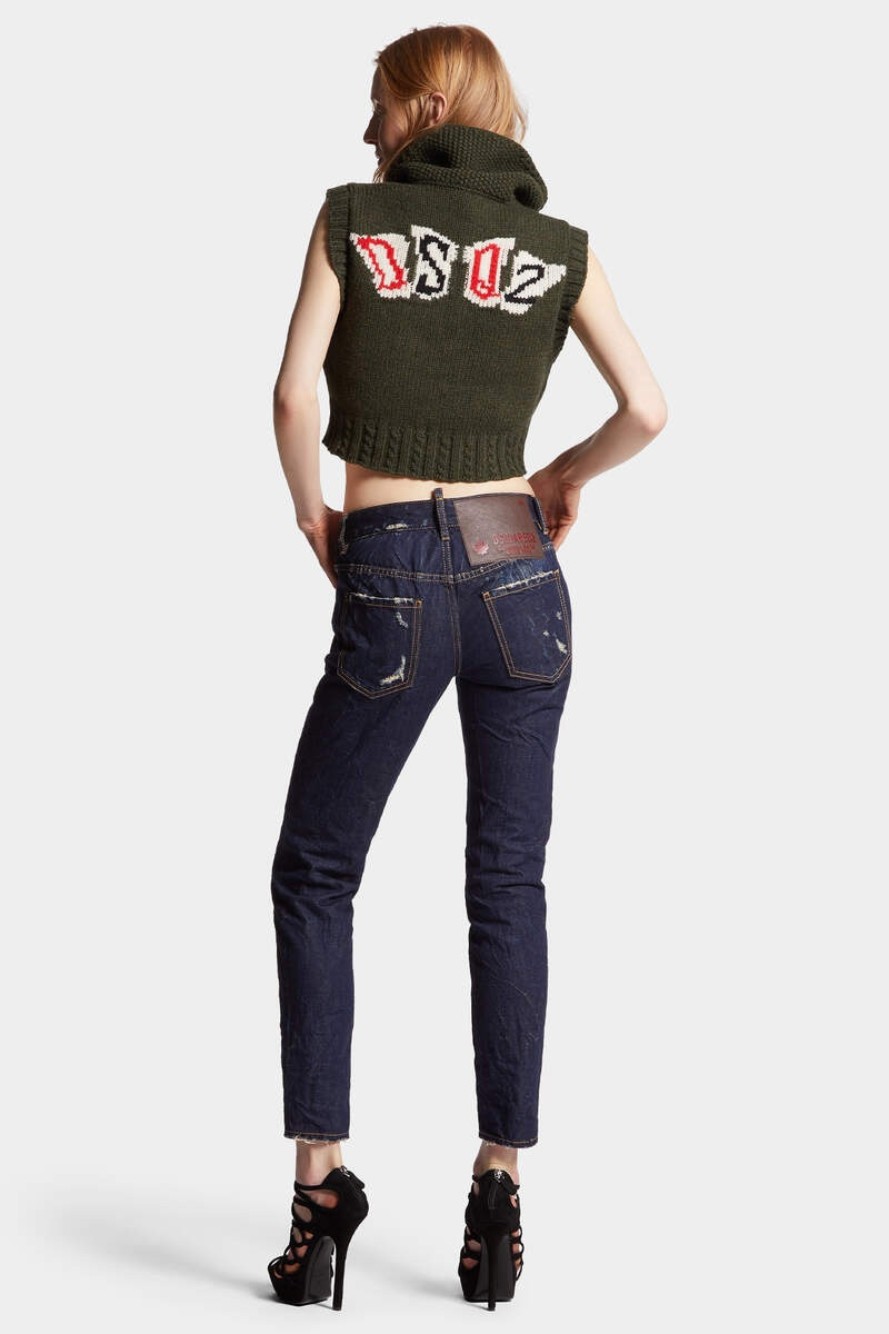 DARK CRINKLE WASH MEDIUM WAIST JENNIFER JEANS 4
