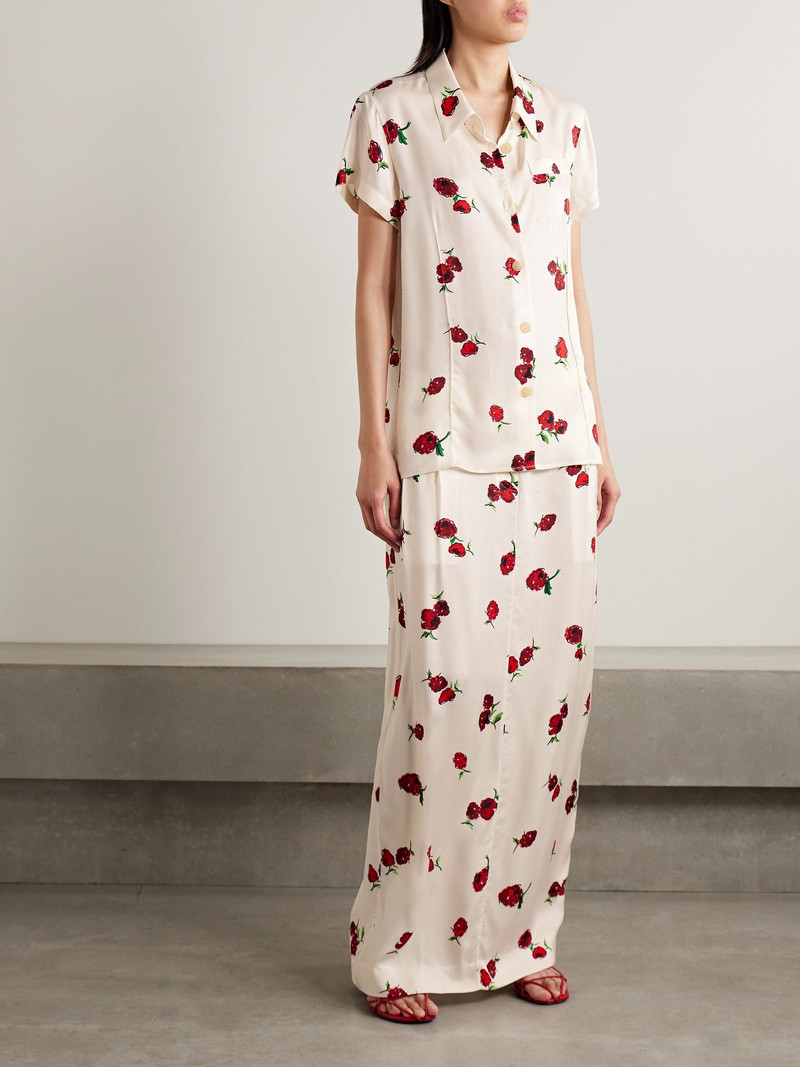 KHAITE Lucian pleated silk-twill maxi skirt Ecru outlook