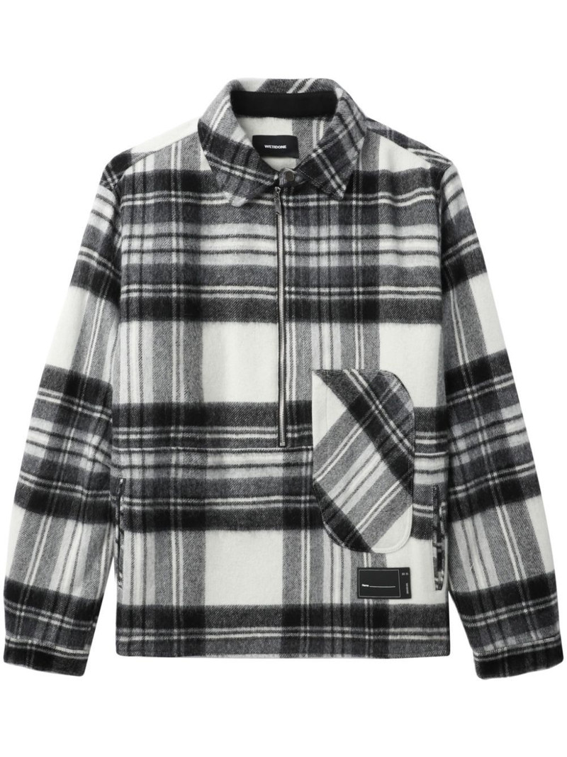 We11done half-zip plaid wool shirt outlook