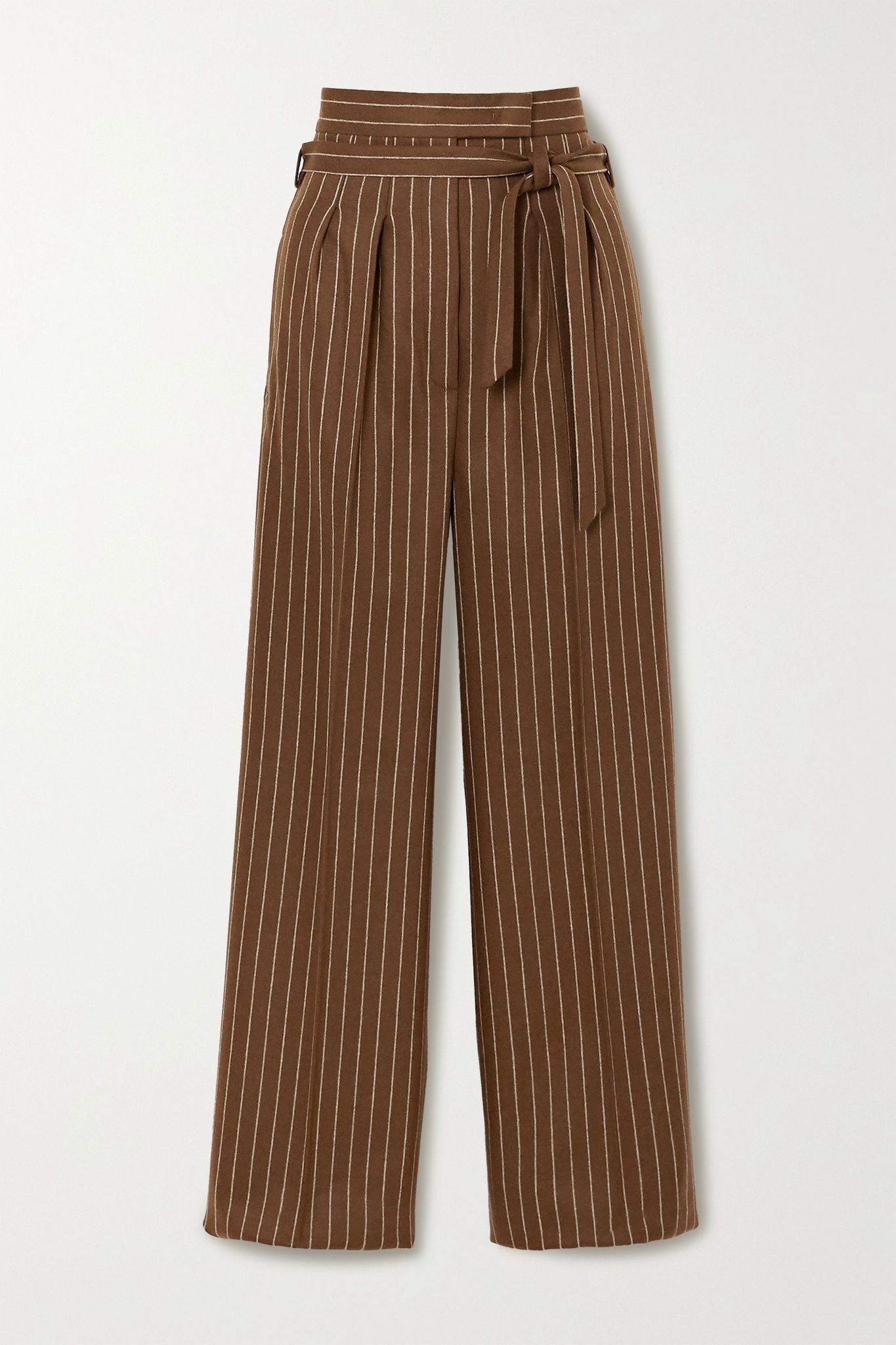 Lisotte belted pinstriped wool-blend wide-leg pants - 1