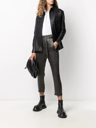 Ann Demeulemeester belted-waist cropped satin trousers outlook