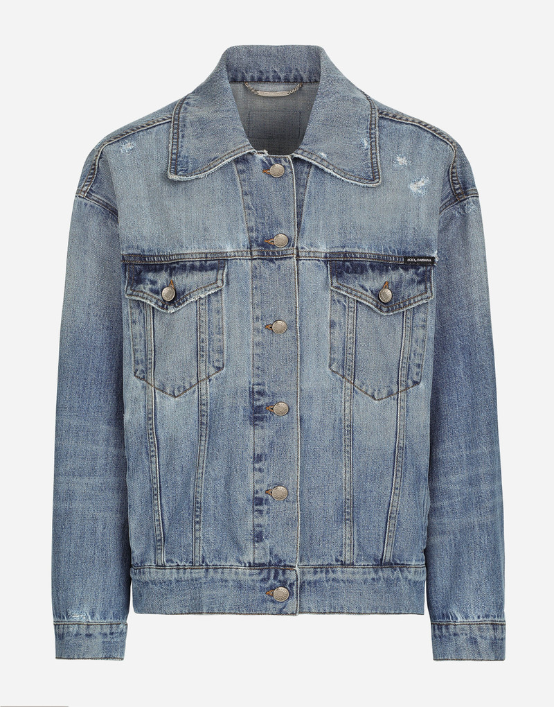 Denim jacket with branded plate 1