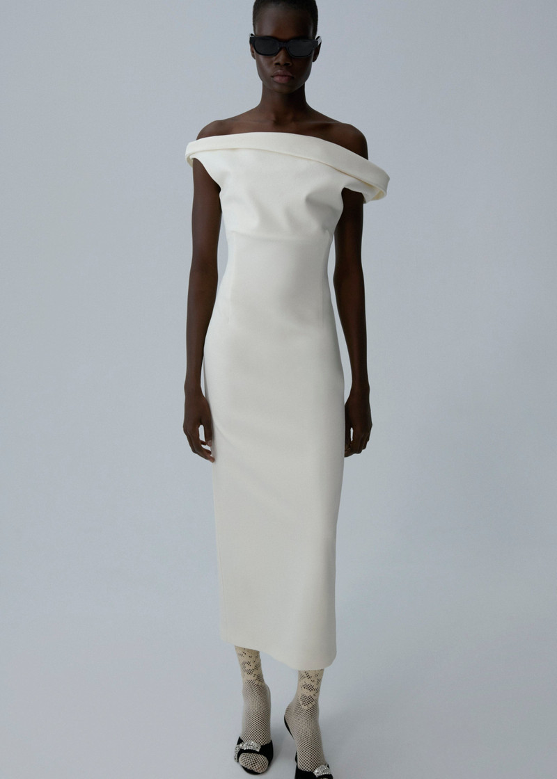 MAGDA BUTRYM Off-shoulder midi dress in white outlook