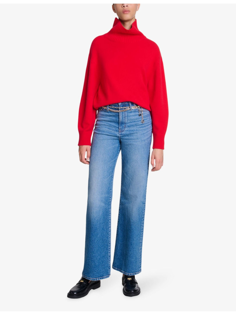 maje Chain-belt straight-leg high-rise stretch-denim jeans outlook