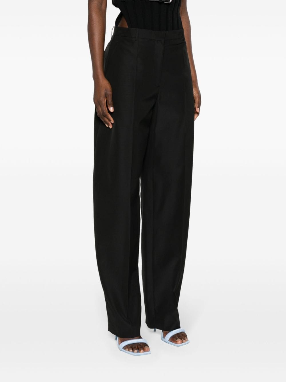 slit-detail tapered trousers - 3