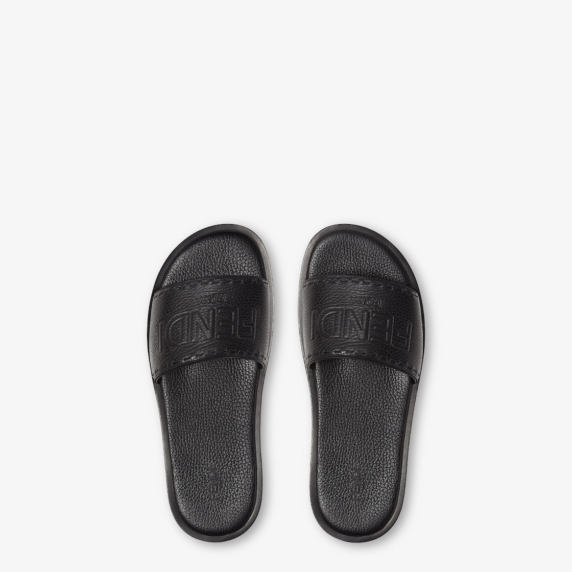 Fendi Roma Leather Slides - 4