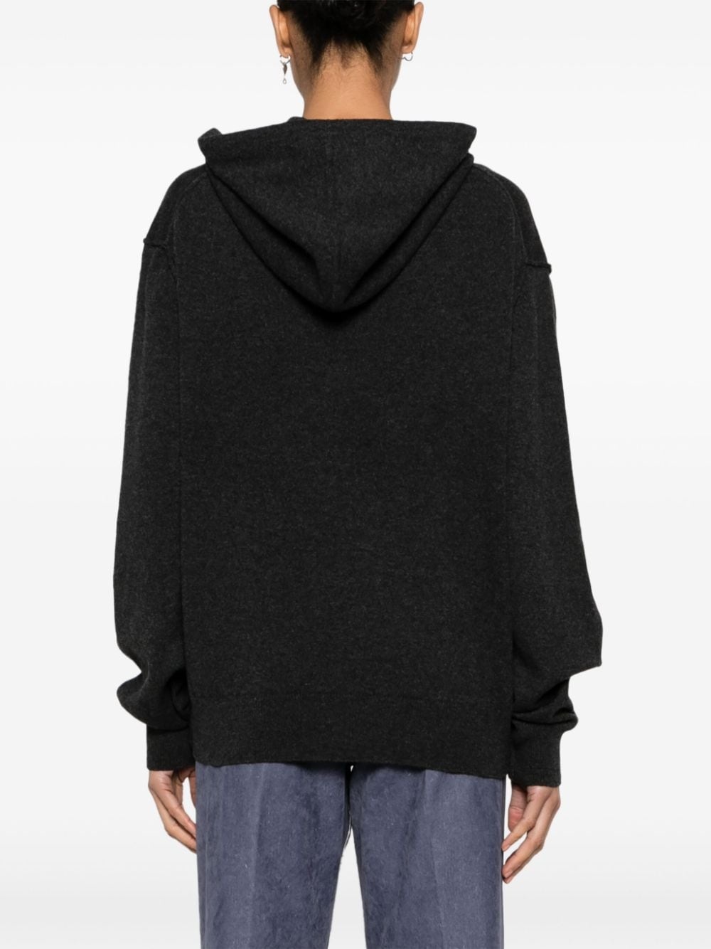 four-stitch logo wool blend hoodie - 4