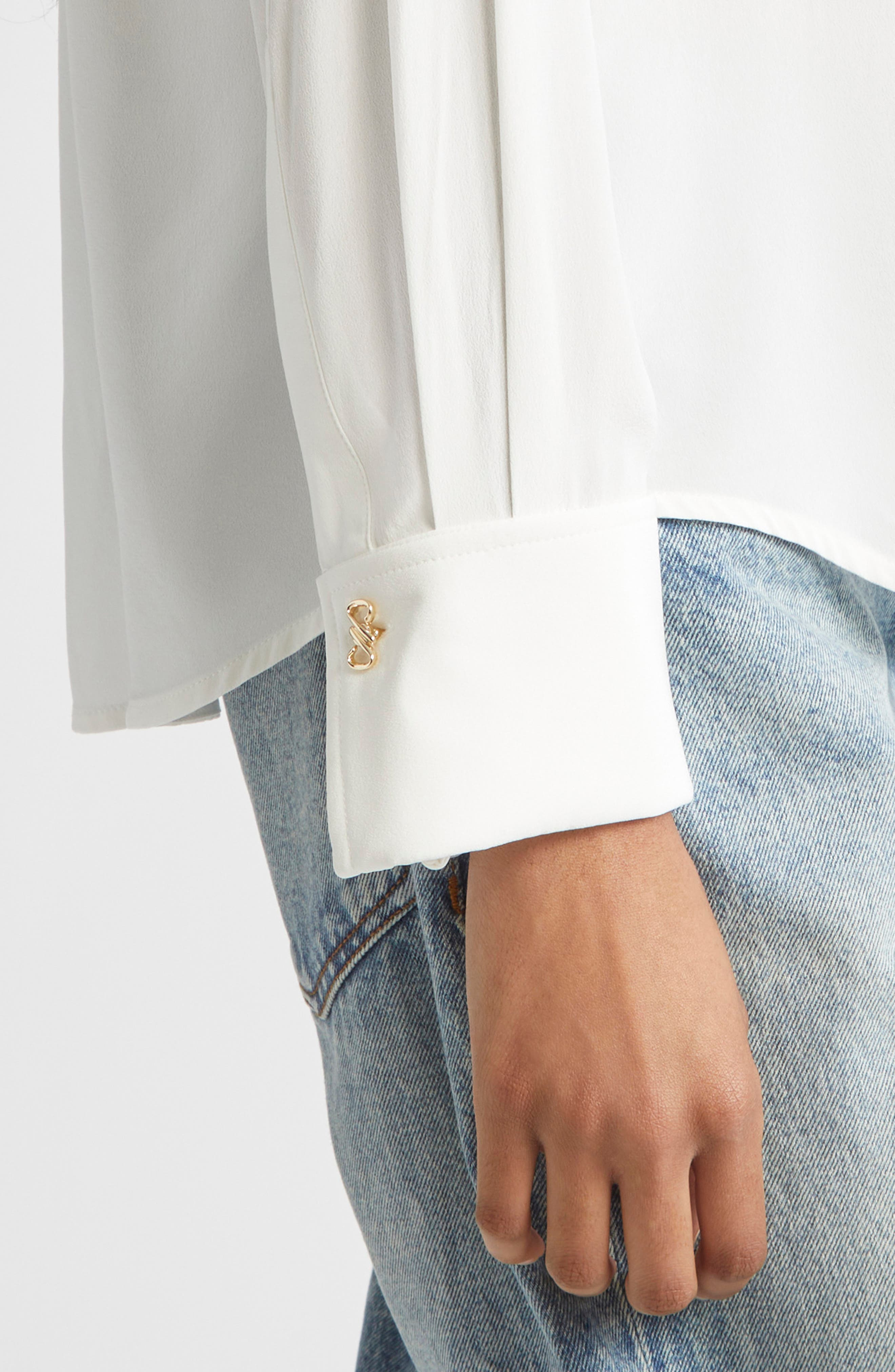 Proenza Schouler Arabella Silk Button-Up Shirt in White at Nordstrom - 5