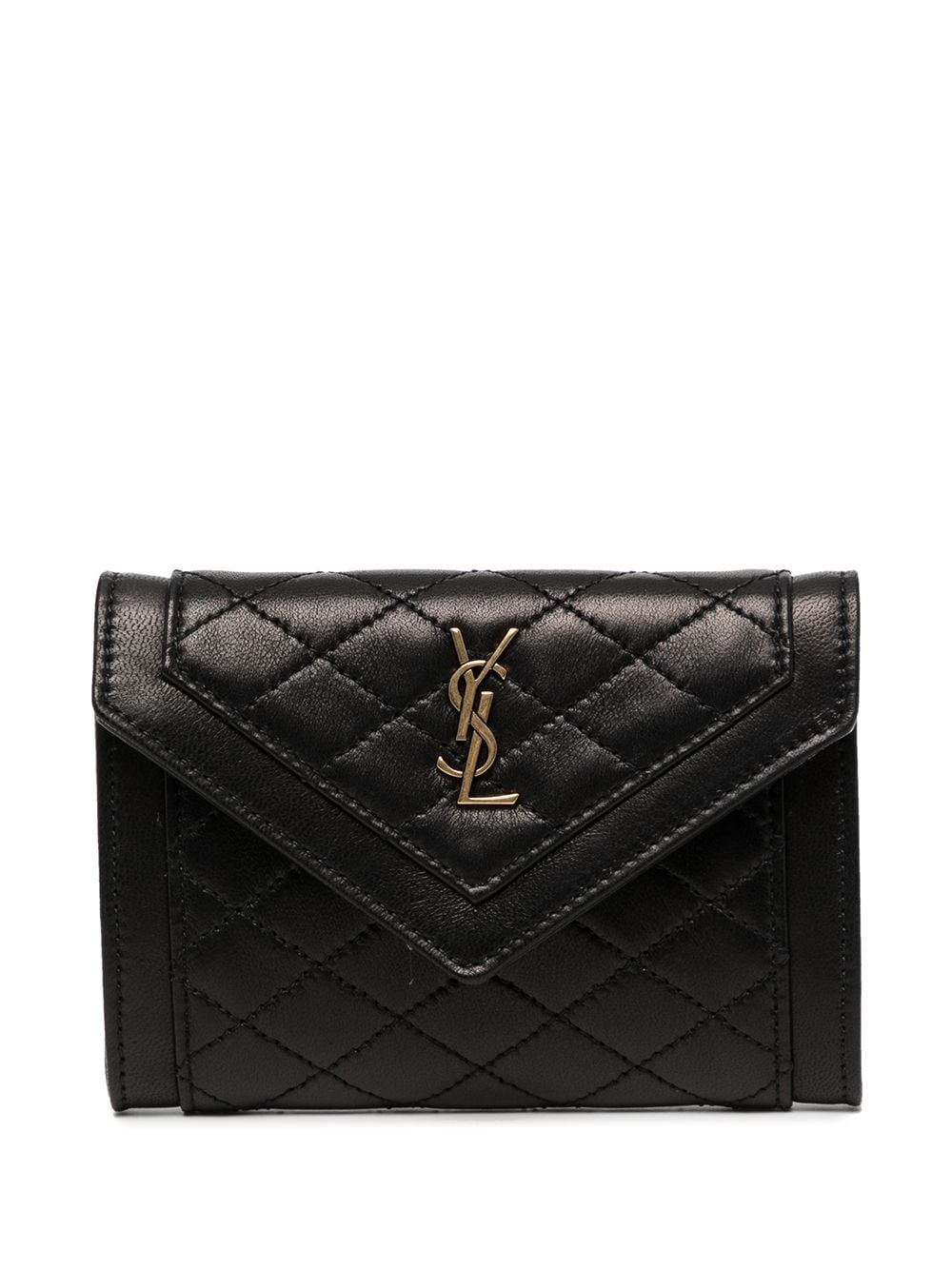 logo-plaque quilted clutch bag - 1