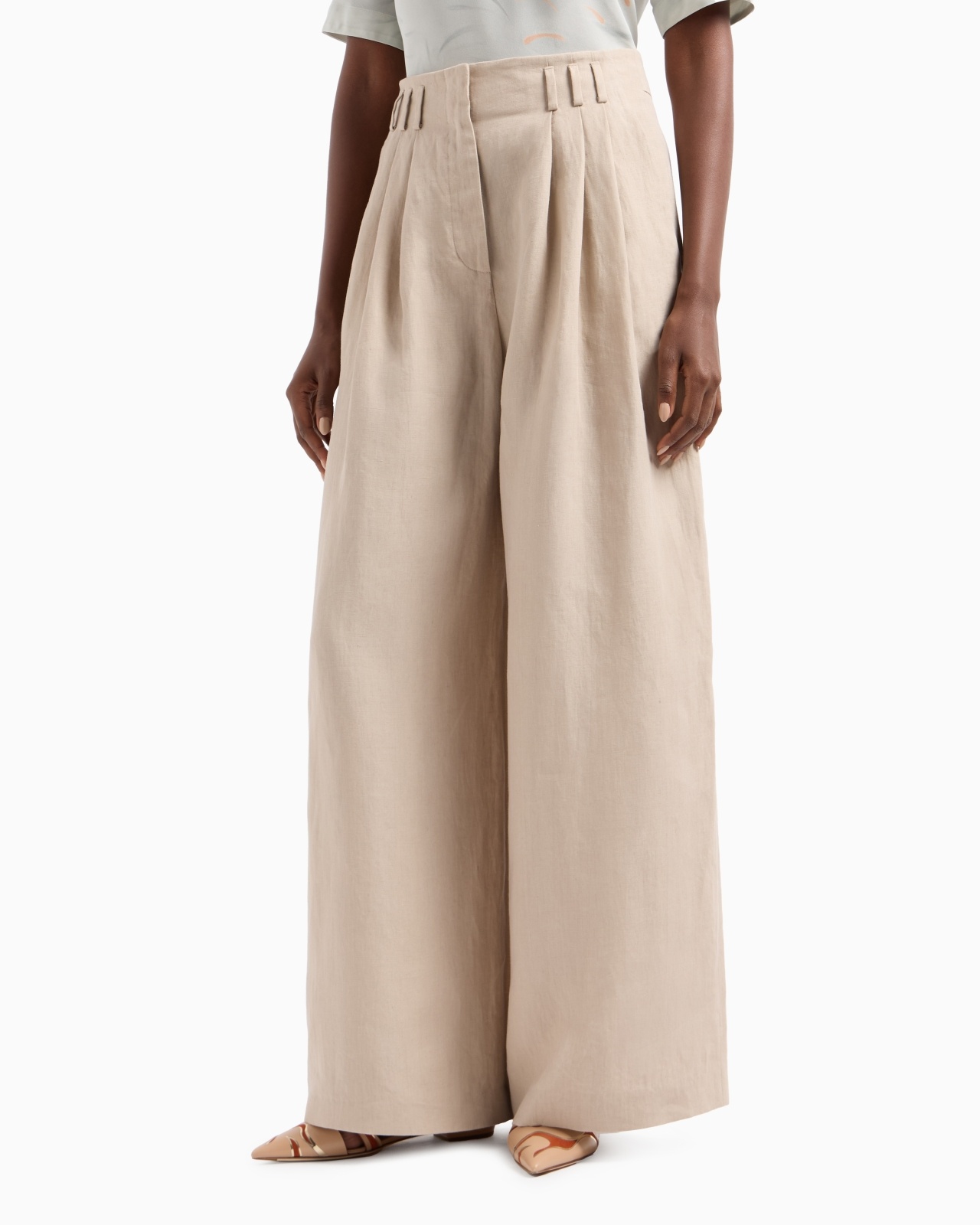 WIDE-LEGGED LINEN TROUSERS - 4