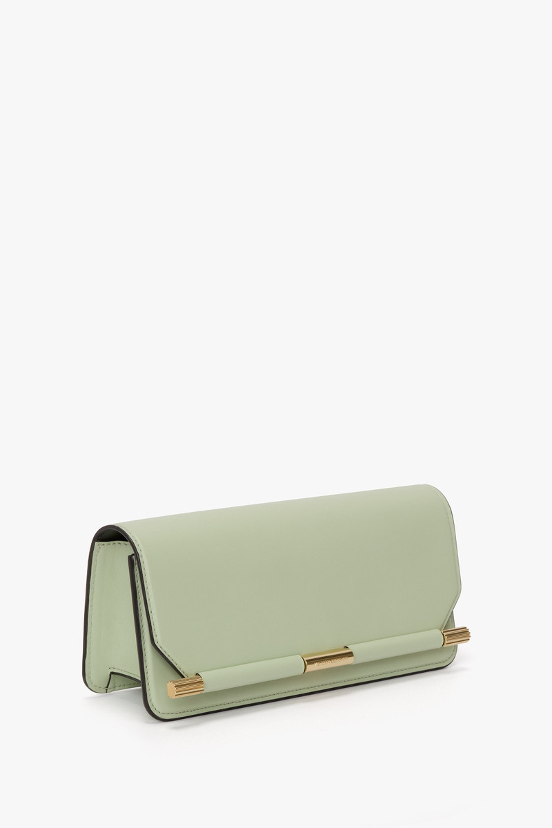 202 Clutch Bag In Pale Green Smooth Leather 2