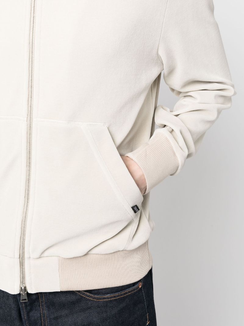 funnel-neck velour zip sweatshirt - 5