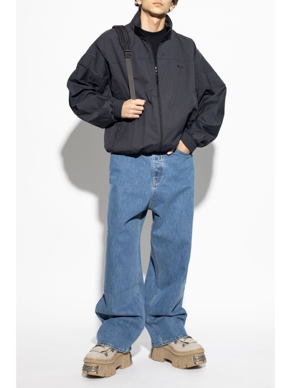 logo-stitch wide-leg jeans - 3