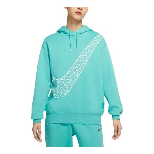 (WMNS) Nike CNY New Year's Edition Hoodie Fleece Loose Knit Sports Blue Green DQ5368-392 - 1