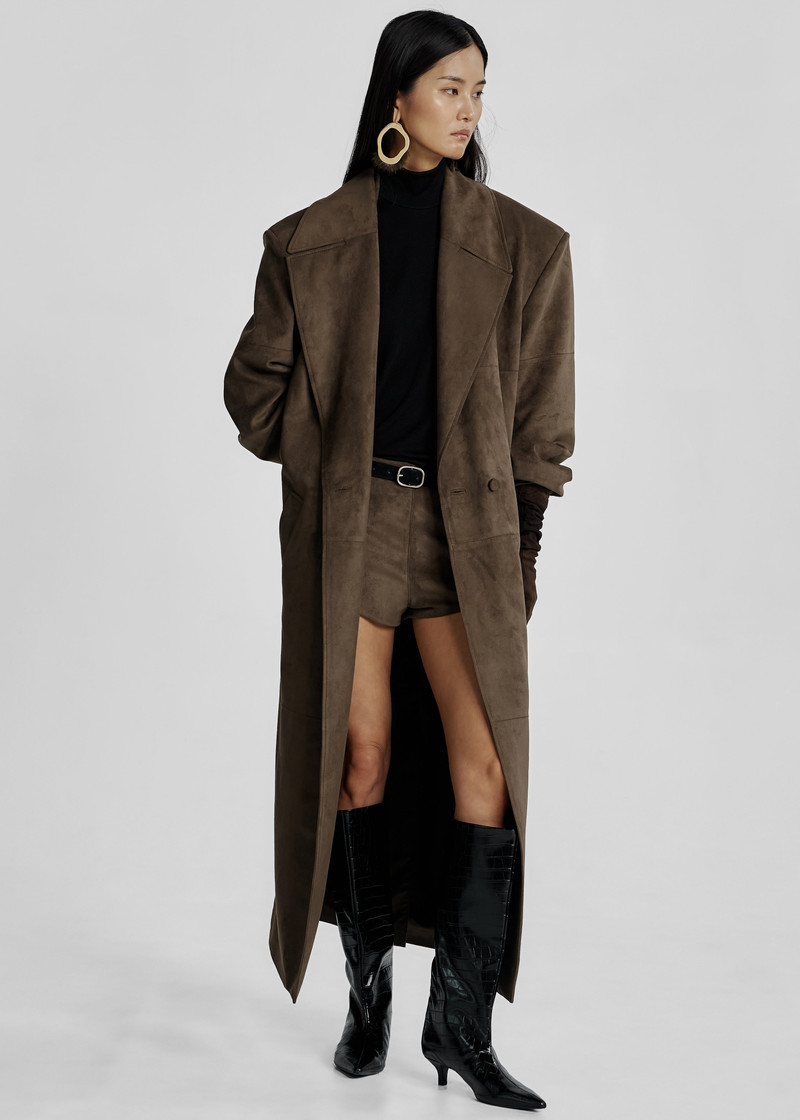 Valmere Faux Suede Coat - Brown 6