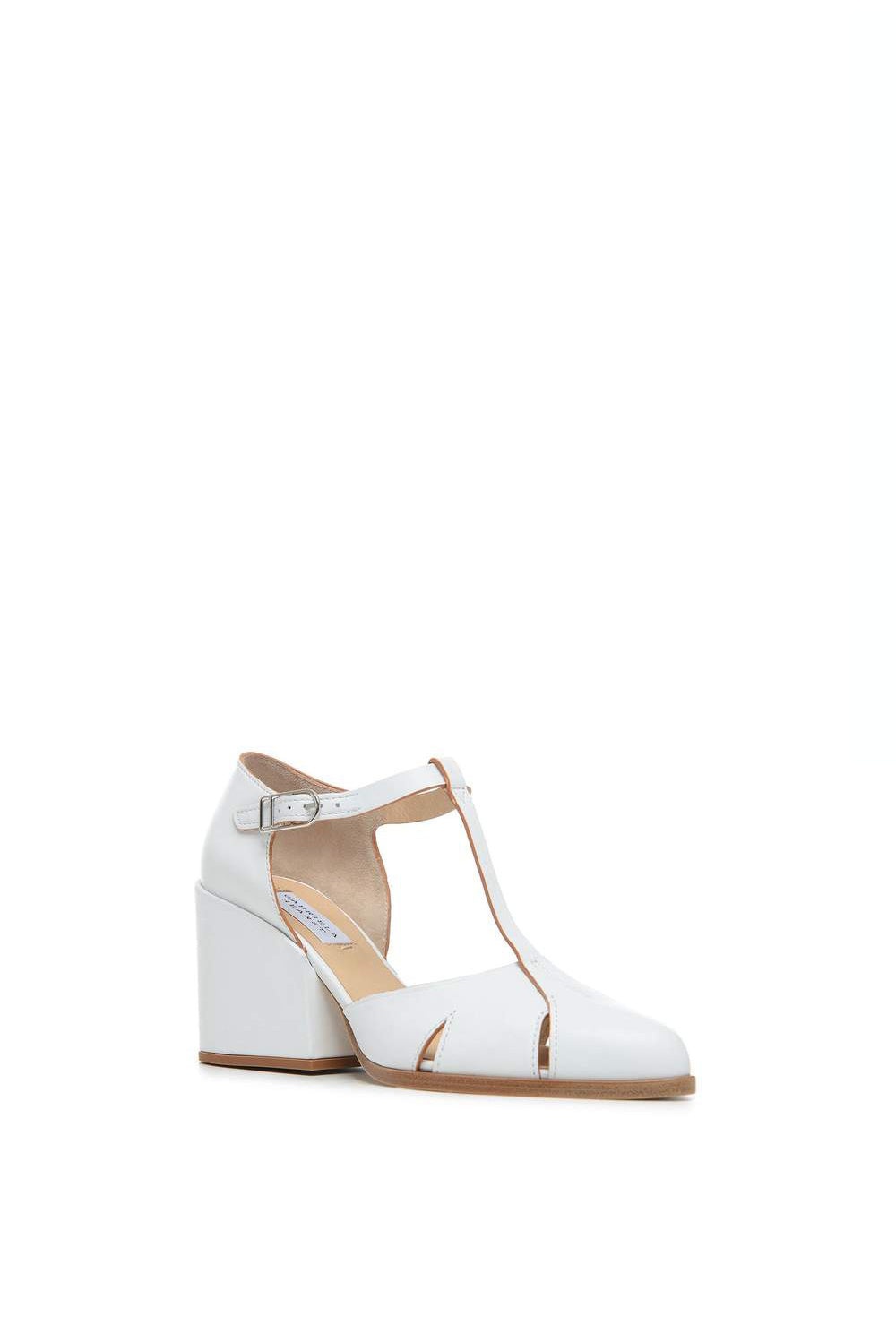 Hawes T-Strap Heel in Ivory Leather - 2