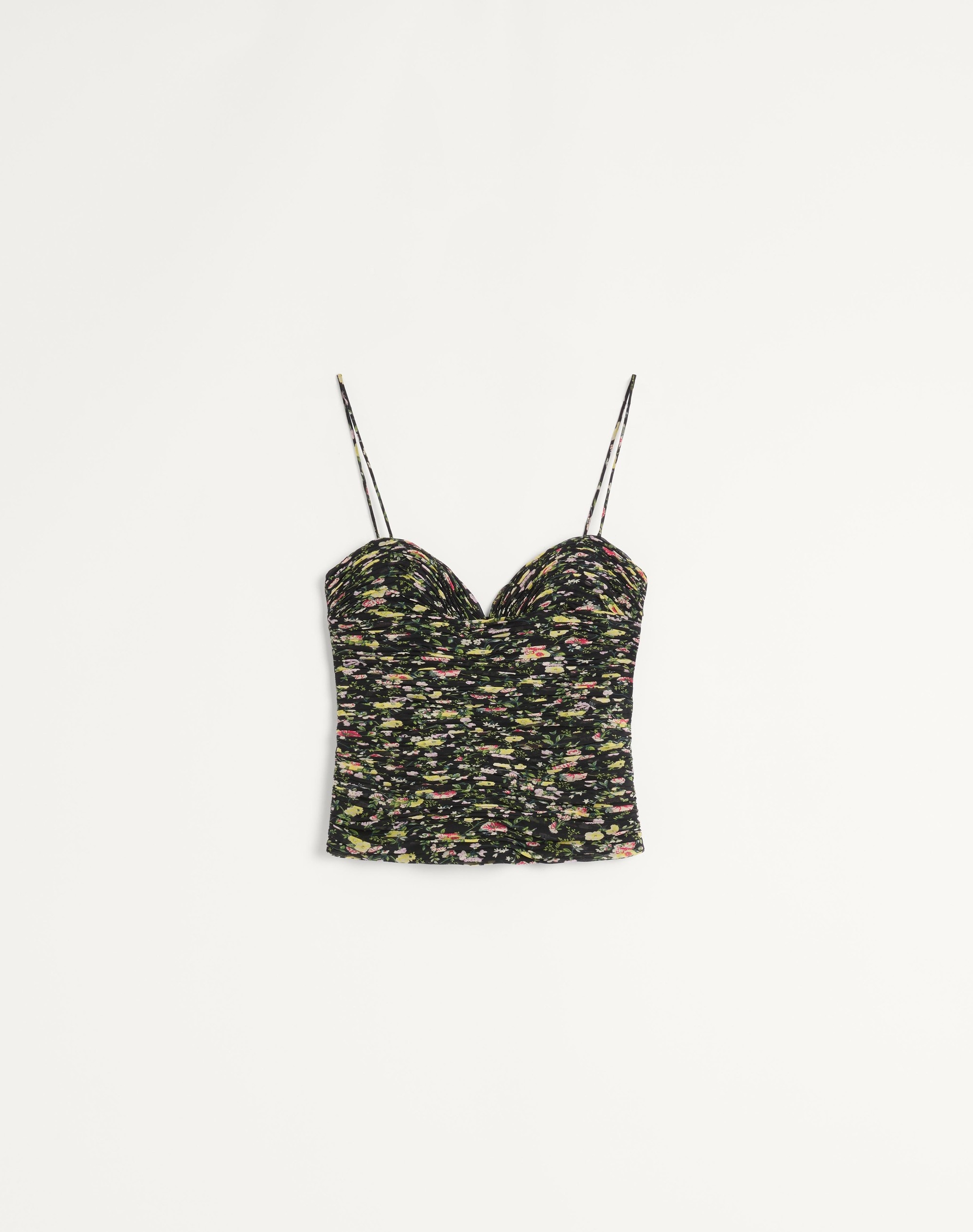 TOP IN LIGHT GEORGETTE WITH PAPIER FLORAL ROSE RAMAGE PRINT - 1