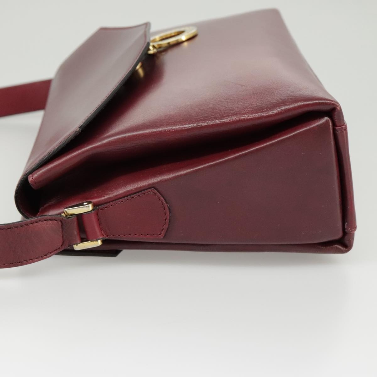 CELINE Shoulder Bag Leather Wine Red Gold - 4